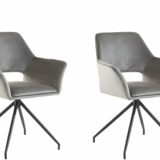Jídelní židle Vienna (SADA 2 ks), samet, černá / šedá - 1