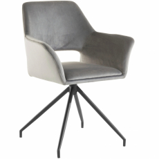 Jídelní židle Vienna (SADA 2 ks), samet, černá / šedá - 4