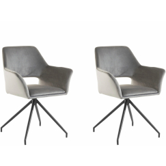 Jídelní židle Vienna (SADA 2 ks), samet, černá / šedá