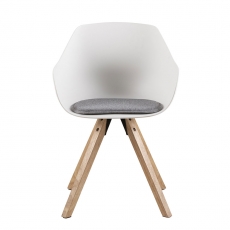 Jídelní židle Vilma s dřevěnou podnoží (SET 2 ks), bílá/šedá - 2