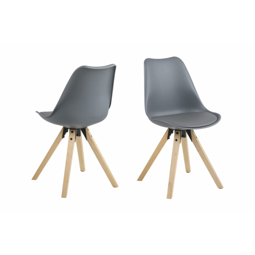 Jídelní židle Wanita (SET 2 ks), tmavě šedá / dub - 1