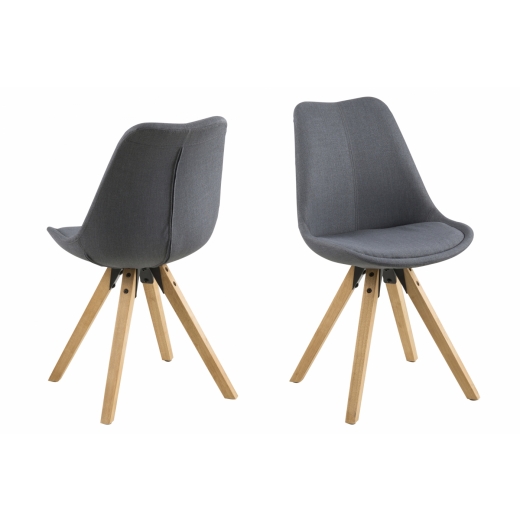 Jídelní židle Wanita (SET 2 ks), tmavě šedá / dub - 1