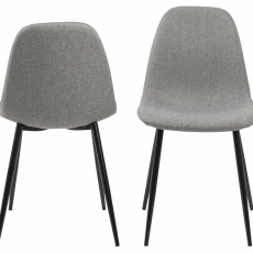 Jídelní židle Wilma (SET 4ks), tkanina, světle šedá/černá - 3