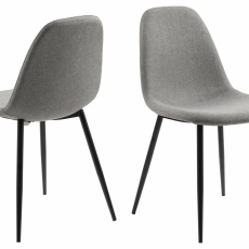 Jídelní židle Wilma (SET 4ks), tkanina, světle šedá/černá - 1