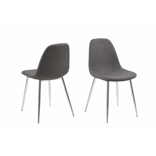 Jídelní židle Zayra (SET 4 ks), chrom / šedá - 1