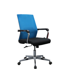 Kancelářká židle Roma, textil, černá / modrá - 2