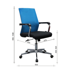 Kancelářká židle Roma, textil, černá / modrá - 6