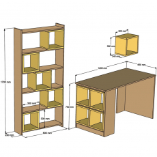 Kancelářská sestava Box, bílá / ořech - 4