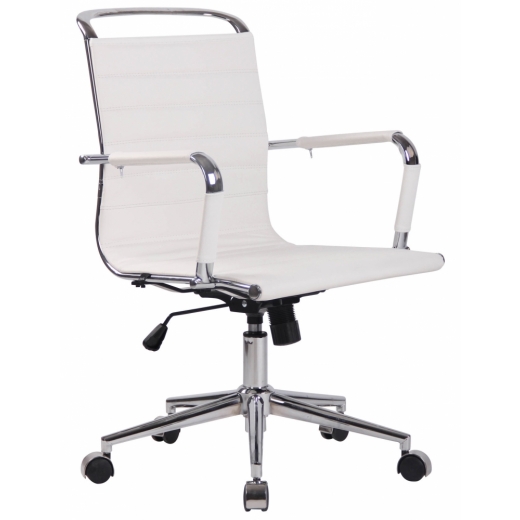 Kancelárska stolička Barton, pravá koža, biela - 1