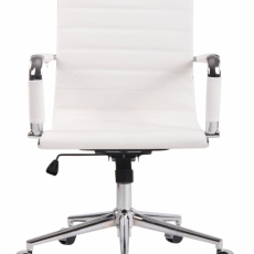 Kancelárska stolička Barton, pravá koža, biela - 2