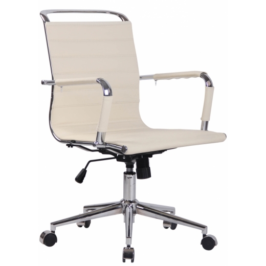 Kancelárska stolička Barton, pravá koža, krémová - 1