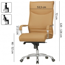 Kancelárska stolička Boss, syntetická koža, béžová - 3