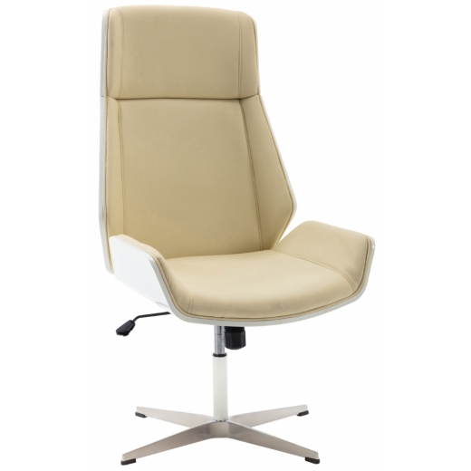 Kancelárska stolička Breda, biela / krémová - 1