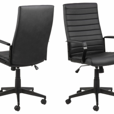 Kancelárska stolička Charles, syntetická koža, čierna - 1