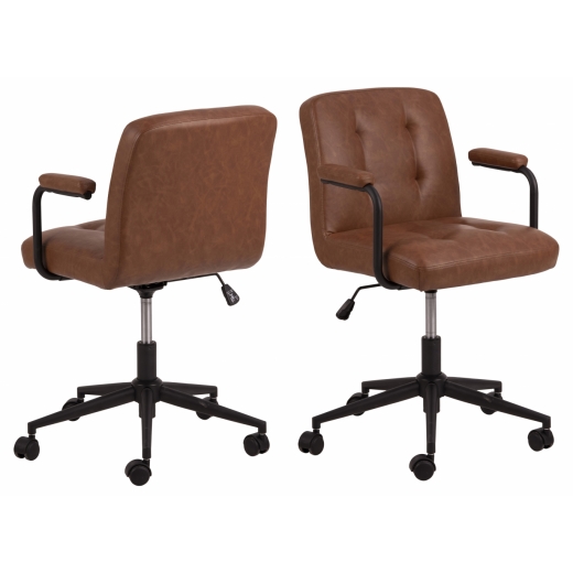Kancelárska stolička Cosmo II, syntetická koža, hnedá - 1