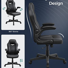 Kancelárska stolička Demise, syntetická koža, čierna - 4