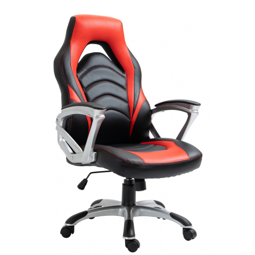 Kancelárska stolička Foxton, syntetická koža, červená - 1