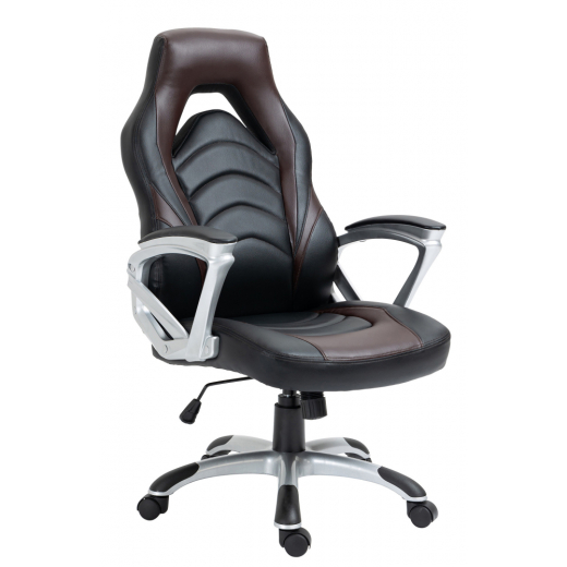 Kancelárska stolička Foxton, syntetická koža, hnedá - 1