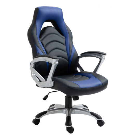 Kancelárska stolička Foxton, syntetická koža, modrá - 1