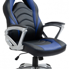 Kancelárska stolička Foxton, syntetická koža, modrá - 1