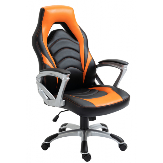 Kancelárska stolička Foxton, syntetická koža, oranžová - 1