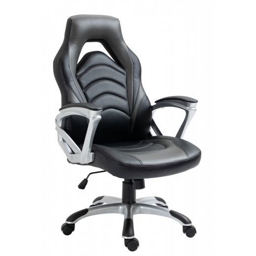 Kancelárska stolička Foxton, syntetická koža, šedá - 1