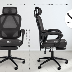 Kancelárska stolička Gander, textil, čierna - 8