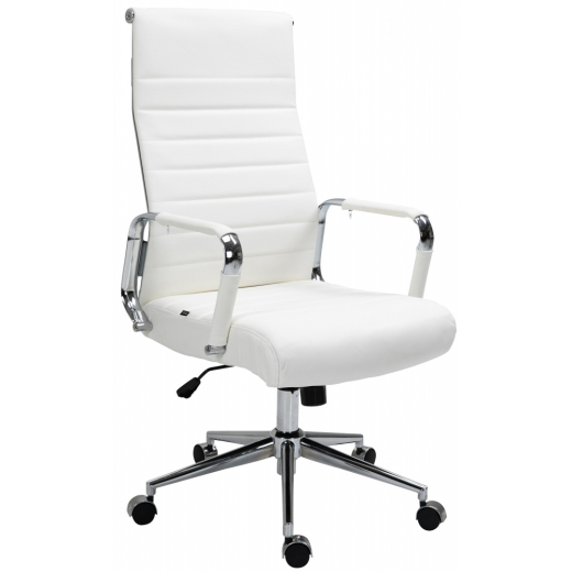 Kancelárska stolička Kolumbus, pravá koža, biela - 1