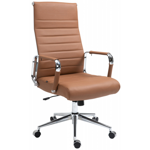 Kancelárska stolička Kolumbus, pravá koža, svetlo hnedá - 1