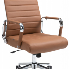 Kancelárska stolička Kolumbus, pravá koža, svetlo hnedá - 1