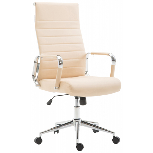 Kancelárska stolička Kolumbus, syntetická koža, krémová - 1