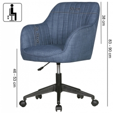 Kancelárska stolička Mara, textilná poťahovina, modrá - 3