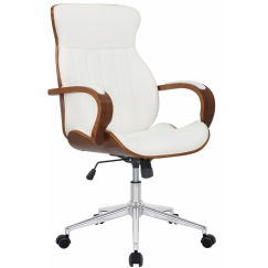 Kancelárska stolička Melilla, syntetická koža, orech / biela