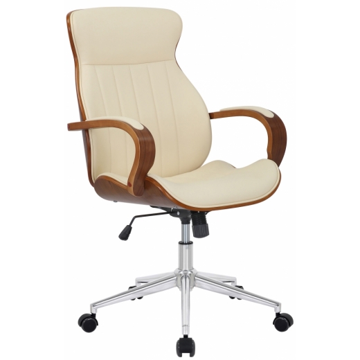 Kancelárska stolička Melilla, syntetická koža, orech / krémová - 1