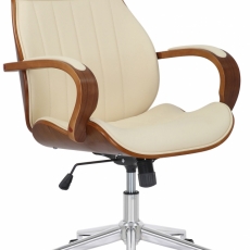 Kancelárska stolička Melilla, syntetická koža, orech / krémová - 1