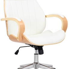 Kancelárska stolička Melilla, syntetická koža, prírodná / biela - 1