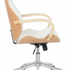 Kancelárska stolička Melilla, syntetická koža, prírodná / biela - 3