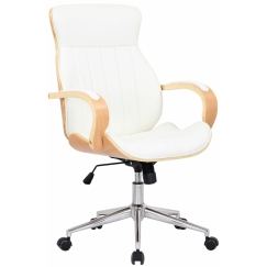 Kancelárska stolička Melilla, syntetická koža, prírodná / biela