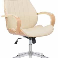Kancelárska stolička Melilla, syntetická koža, prírodná / krémová - 1