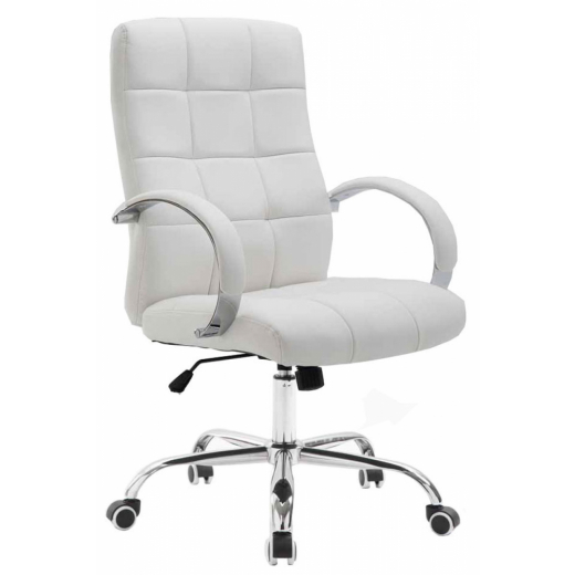 Kancelárska stolička Mikos, syntetická koža, biela - 1