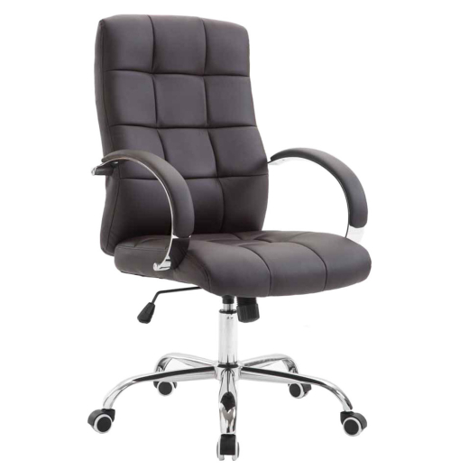 Kancelárska stolička Mikos, syntetická koža, hnedá - 1