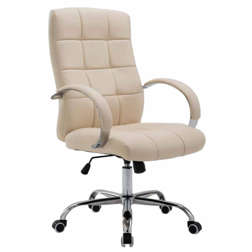 Kancelárska stolička Mikos, syntetická koža, krémová - 1