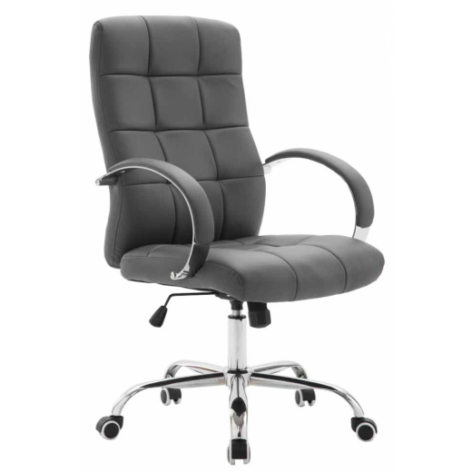 Kancelárska stolička Mikos, syntetická koža, šedá - 1