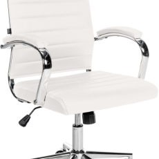 Kancelárska stolička Mollis, pravá koža, biela - 1