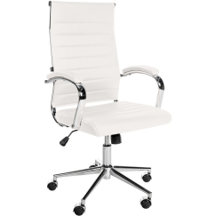 Kancelárska stolička Mollis, pravá koža, biela