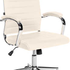 Kancelárska stolička Mollis, pravá koža, krémová - 1