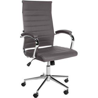 Kancelárska stolička Mollis, pravá koža, šedá