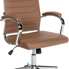 Kancelárska stolička Mollis, pravá koža, svetlo hnedá - 1