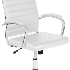 Kancelárska stolička Mollis, syntetická koža, biela - 1