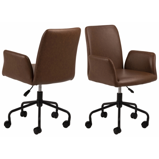Kancelárska stolička Naya, syntetická koža, hnedá - 1